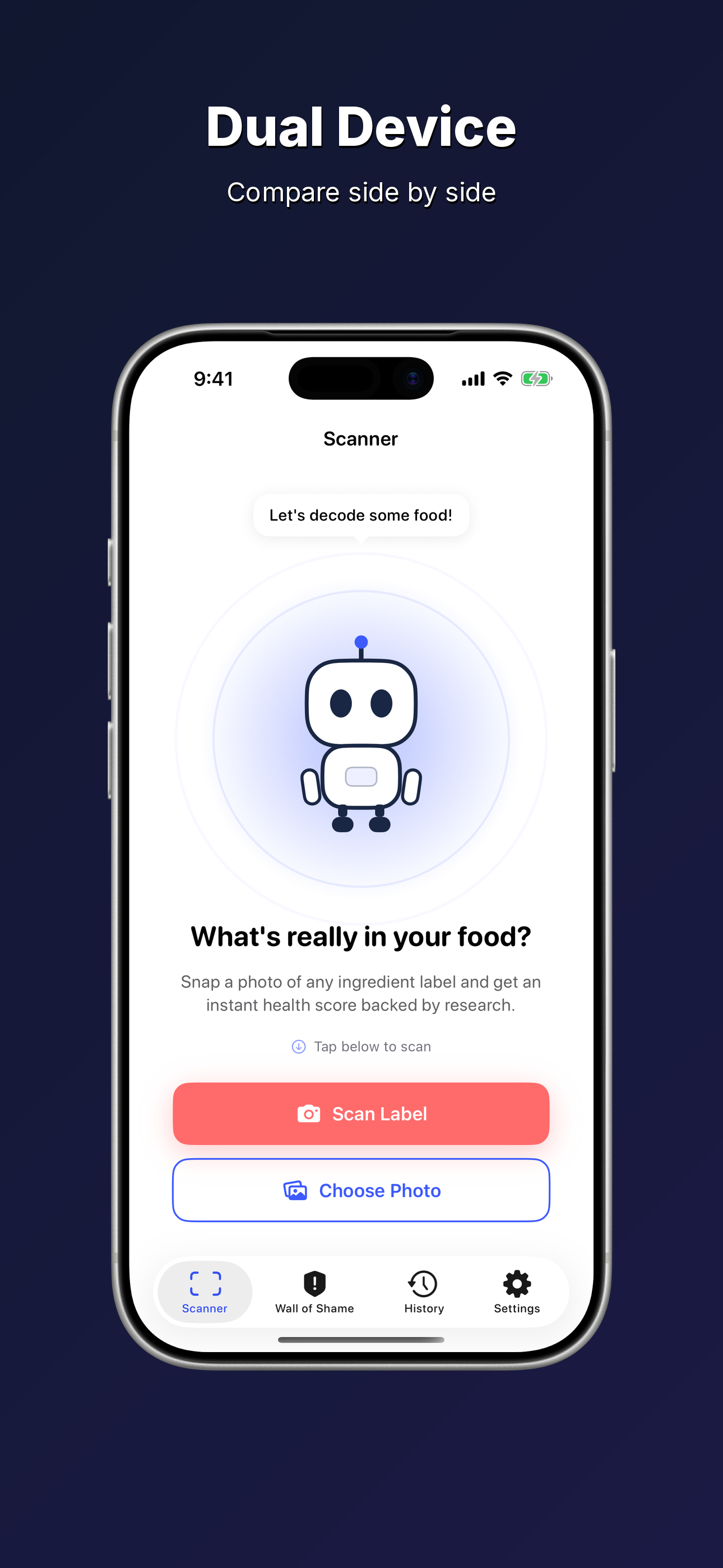Dual Device template preview: iPhone App Store screenshot with dual device background