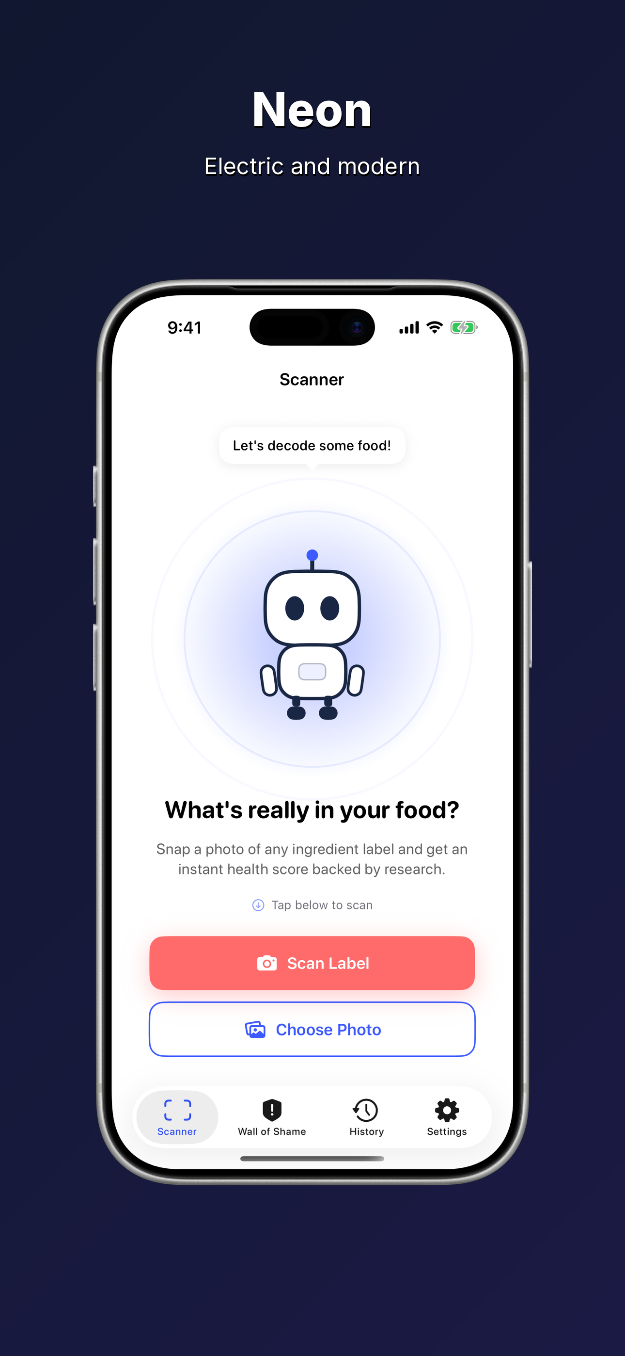 Neon template preview: iPhone App Store screenshot with neon background